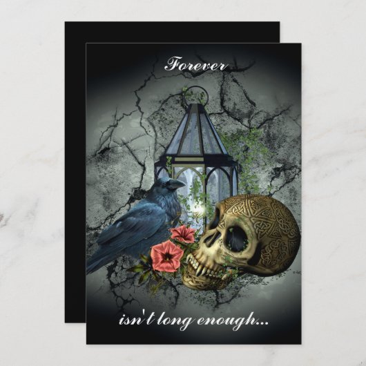 Raven Vampire Faire-part de mariage de goth (Devant / Derrière)