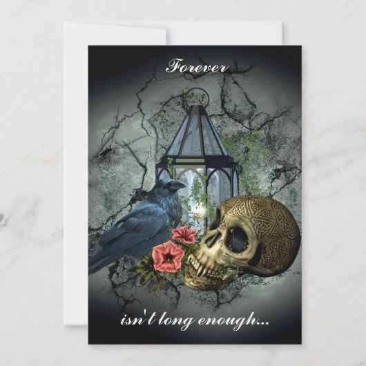 Raven Vampire Skull Gothic Weddenschap Kaart (Voorkant)