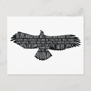 Raven van Edgar Allan Poe Typografie Briefkaart