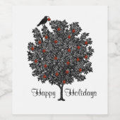 Raven versiert kerstboom wijn etiket (Enkel label)