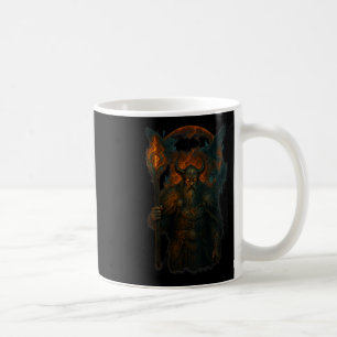 Raven Viking Halloween Design Noorse tovenaar maan Koffiemok