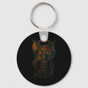 Raven Viking Halloween Design Noorse tovenaar maan Sleutelhanger