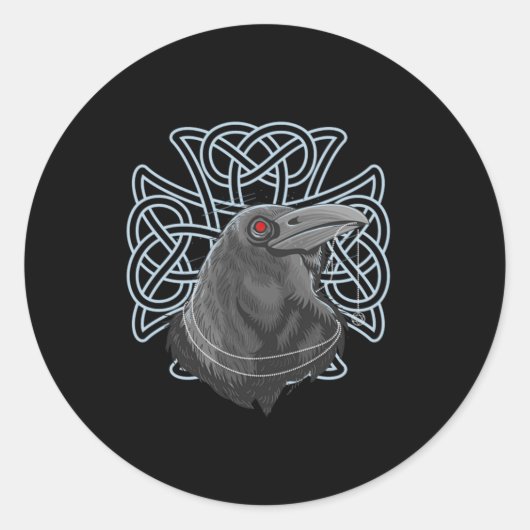Raven Viking Warrior Norse Mythology Valhalla Gift Ronde Sticker (Voorkant)