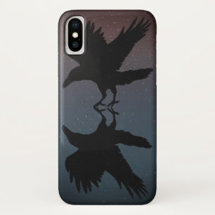 Raven Vogels Nacht Sterrenhemel Grunge iPhone X Hoesje