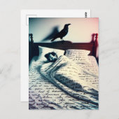 Raven waakt over man in slaap briefkaart (Voorkant / Achterkant)