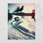 Raven waakt over man in slaap briefkaart (Voorkant)