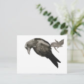 Raven Watercolor Postcard Briefkaart (Staand voorkant)