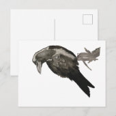 Raven Watercolor Postcard Briefkaart (Voorkant / Achterkant)