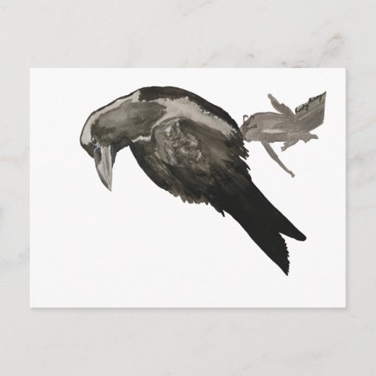 Raven Watercolor Postcard Briefkaart (Voorkant)