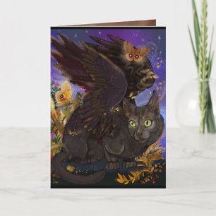 Raven Winged Autumn Magic Cat Bedankkaart