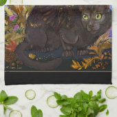 Raven Winged Autumn Magic Cat Theedoek (Gevouwen)