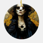 Raven Witch 3 Fantasy Horror Gothic Gothic Keramisch Ornament (Achterkant)