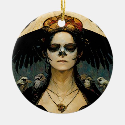Raven Witch 4 Fantasy Horror Gothic Gothic Keramisch Ornament (Voorkant)