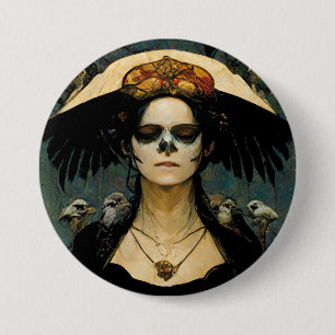Raven Witch 4 Fantasy Horror Gothic Gothic Ronde Button 7,6 Cm