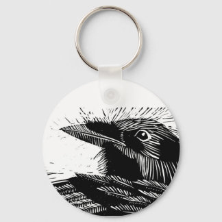 Raven Woodcut Sleutelhanger