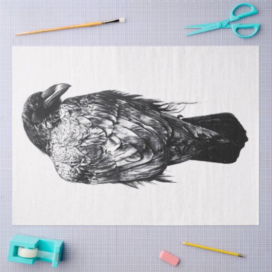 Raven zwart-wit decoupage tissuepapier (Craft)