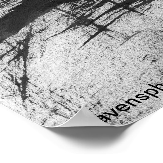 Raven (zwarte vogel) in bossen met maan en sterren poster (Hoek)