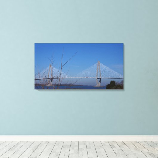 Ravenel Bridge, Charleston, SC Canvas Afdruk (Insitu (Houten vloer))