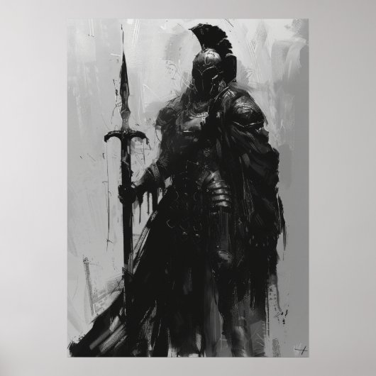 Ravenn Warrior dans Poster d'armure en plaque noir (Devant)