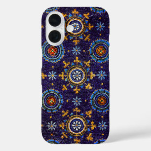 RAVENNA BYZANTINE MOSAICS, STARS, BLUE STERRENNACH iPhone 16 HOESJE