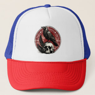 Ravens Black Crow en Skull Witchcraft Occult Trucker Pet