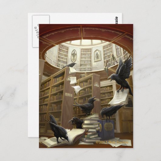 Ravens dans la carte postale de la bibliothèque (Devant / Derrière)