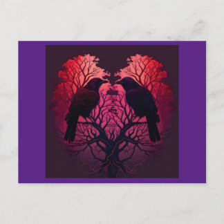 Ravens en boom in de vorm van een hart briefkaart