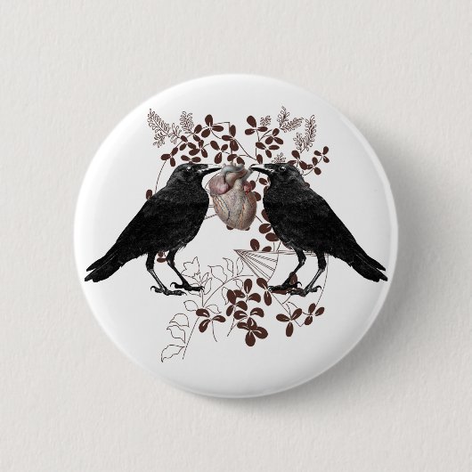 Ravens en Heart Ronde Button 5,7 Cm (Voorkant)