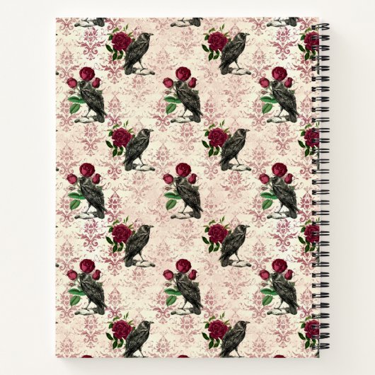 Ravens en Rozen Gepersonaliseerde  Gothic Notitieboek (Achterkant)