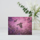 Ravens en vol violet carte postale abstraite (Debout devant)