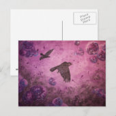 Ravens en vol violet carte postale abstraite (Devant / Derrière)