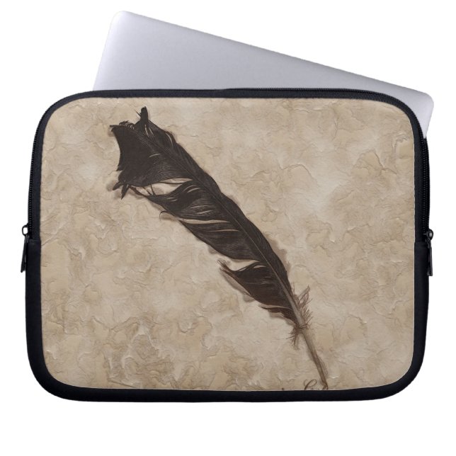 Raven's Feather Bird-lover Crow Design Laptop Sleeve (Voorkant)