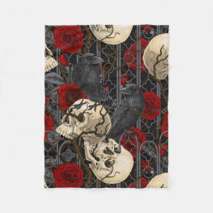 Ravens geheim. Donkere en humeurige gotische illus Fleece Deken