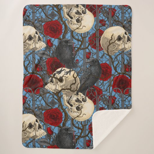 Ravens geheim. Donkere en humeurige gotische illus Sherpa Deken (Voorkant)