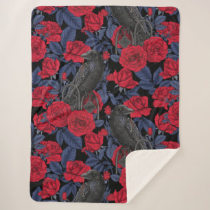 Ravens geheim. Donkere en humeurige gotische illus Sherpa Deken