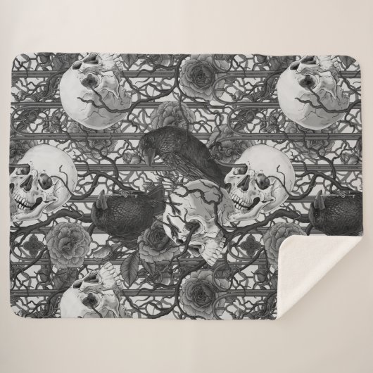 Ravens geheim. Donkere en humeurige gotische illus Sherpa Deken (Voorkant (horizontaal))