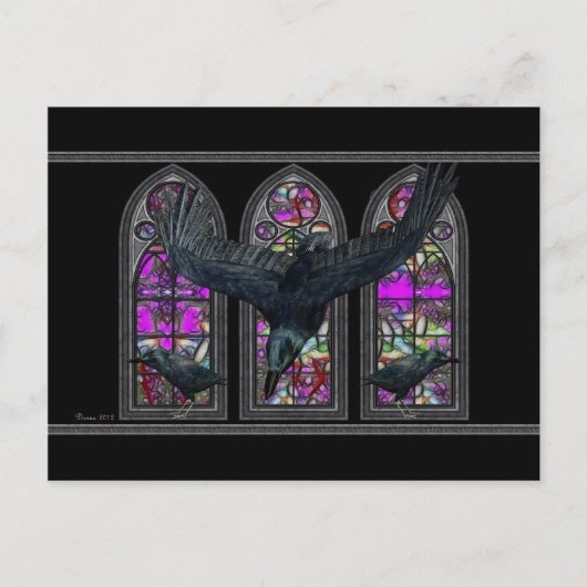 Ravens Gothic Digital Art Briefkaart (Voorkant)