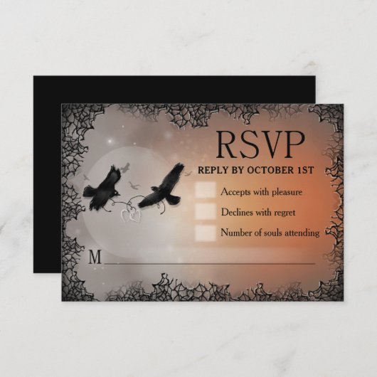 Ravens Halloween RSVP 3.5x5 Matching Reply Card (Voorkant / Achterkant)