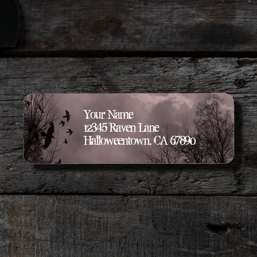 Ravens Haunted Sky Red Mist Return Address Etiket