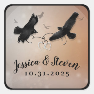 Ravens & Hearts Halloween Wedding Sticker