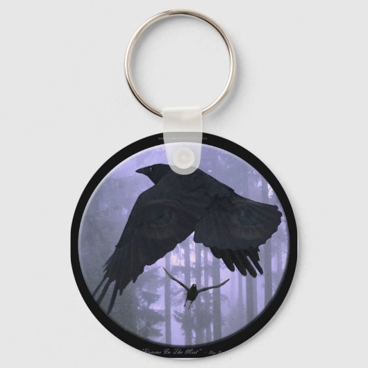 "RAVENS IN THE MIST" Fantasy Art Key chain Sleutelhanger (Voorkant)