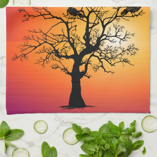 Ravens Kraaien Blackbirds Keukenhanddoeken (Gevouwen)