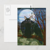 Raven's Moon Black Cat Crow Gothic Art Briefkaart (Voorkant / Achterkant)
