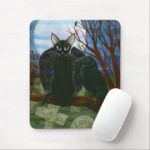 Raven's Moon Black Cat Crow Gothic Art Mousepad Muismat (Met muis)