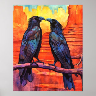 Ravens Navajo Desert Native Art Style #NR111 Poster