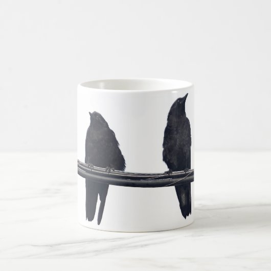 "RAVENS ON A WIRE" Corvids Wildlife Mug (Centre)