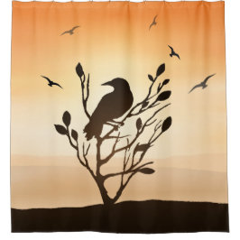 Ravens op het thuisdecor van het Sunset Shower Cur Douchegordijn