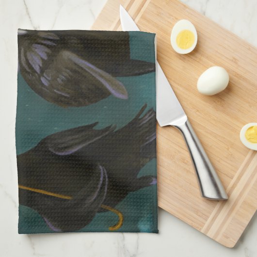 Ravens Rain Theedoek (Quarter Fold)