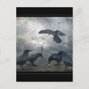 Ravens spelen met verloren tijd briefkaart