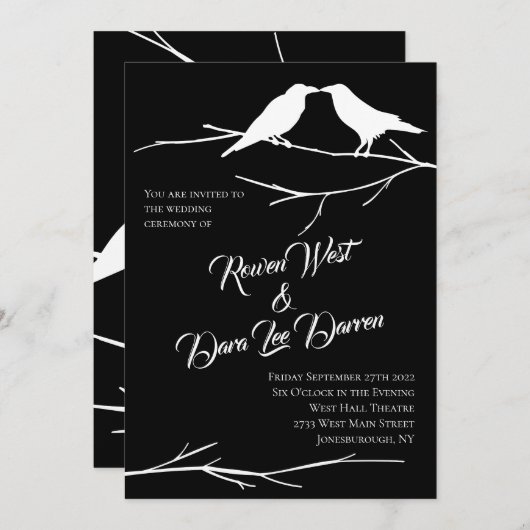 Ravens sur le Ciel Noir Invitations de mariage got (Devant / Derrière)